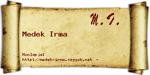 Medek Irma névjegykártya